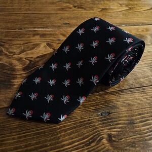 Alynn "Walk the Plank" Pirate Tie Black Red Skull Crossbones 100% Silk‎ Handmade